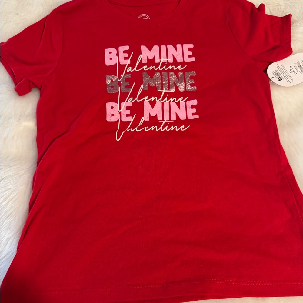 Girls Valentine's T-Shirt and ruffle skirt size XL 14/16
